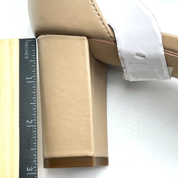 Nine West Womens Size 10 10M Pruce Nude Beige Leather Block Heels Sandals Shoes - Picture 14 of 15